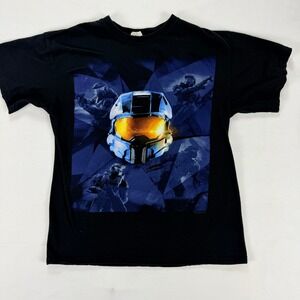 Halo Master Chief Graphic T Shirt Mens Medium Black Short Sleeve Gaming Tee 2014